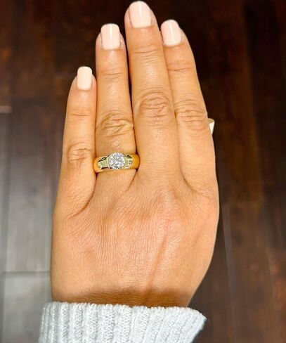 Round Cut Moissanite Engagement Ring Semi Bezel Set In 14k Solid And Heavy Yellow Gold Bridal Ring Women's Solitaire Wedding Ring 1.25ct in Saudi Arabia
