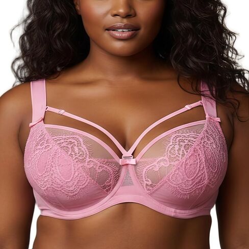 منحنيات زائد الحجم الدانتيل Underwire الصدرية التغطية الكاملة داعمة حمالات الصدر الراحة غير مبطن in Kuwait