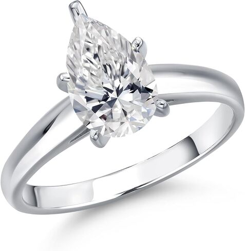 Gem Stone King 1 to 1.50 Cttw IGI Certified Lab Grown Diamond 10K White Gold Solitaire Anniversary Engagement Ring For Women | E-F Color | VS1-VS2 Clarity in Saudi Arabia
