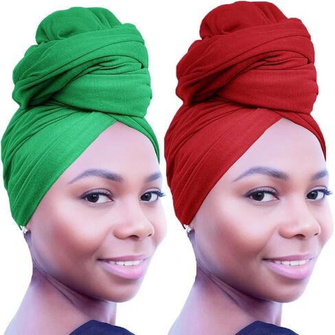 2 قطعة أشرطة رأس للنساء عمامة أغطية الرأس أوشحة شعر طويلة كبيرة خفيفة الوزن لينة الحجاب عقال حجاب واسع in Kuwait