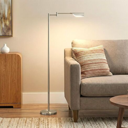 Brightech Leaf Pharmacy LED Reading Lamp, Dimmable Floor Lamp with Easy Rotation over Chair or Desk for Living Rooms & Offices, Adjustable Standing Tall Lamp, For Sewing & Crafts, Antique Brass (Gold) in Kuwait