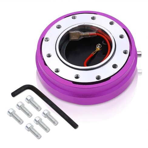 AJP Distributors Upgrade Universal JDM VIP USDM KDM DTM Euro Thin Slim Aluminum 6-Bolt Hole Quick Release Detachable Removal Disconnect Snap Off Aftermarket Steering Wheel Adapter Hub Boss Kit Purple in Saudi Arabia