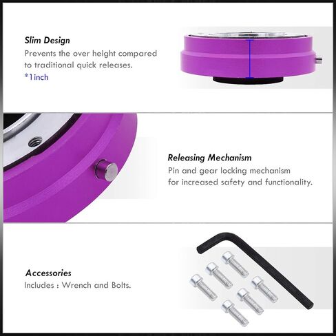 AJP Distributors Upgrade Universal JDM VIP USDM KDM DTM Euro Thin Slim Aluminum 6-Bolt Hole Quick Release Detachable Removal Disconnect Snap Off Aftermarket Steering Wheel Adapter Hub Boss Kit Purple in Saudi Arabia