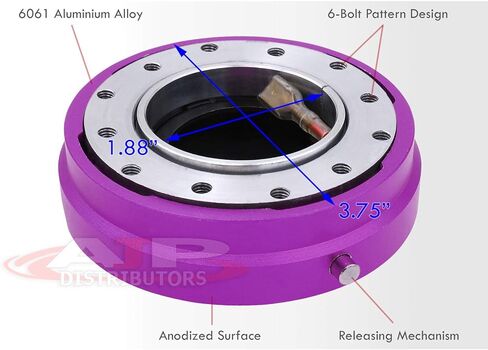 AJP Distributors Upgrade Universal JDM VIP USDM KDM DTM Euro Thin Slim Aluminum 6-Bolt Hole Quick Release Detachable Removal Disconnect Snap Off Aftermarket Steering Wheel Adapter Hub Boss Kit Purple in Saudi Arabia