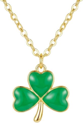 St Patricks Day Necklace,Irish Shamrock Clover Green Necklace for Women St Patricks Day Accessories Handmade Lucky Pendant Three Leaf Necklaces St. Patrick's Day Decorations Holiday Jewelry Gift in Saudi Arabia