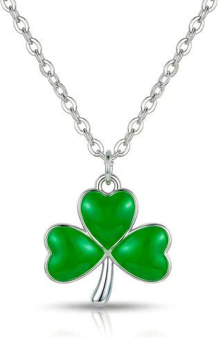 St Patricks Day Necklace,Irish Shamrock Clover Green Necklace for Women St Patricks Day Accessories Handmade Lucky Pendant Three Leaf Necklaces St. Patrick's Day Decorations Holiday Jewelry Gift in Saudi Arabia