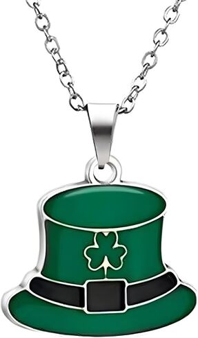 St Patricks Day Necklace,Irish Shamrock Clover Green Necklace for Women St Patricks Day Accessories Handmade Lucky Pendant Three Leaf Necklaces St. Patrick's Day Decorations Holiday Jewelry Gift in Saudi Arabia