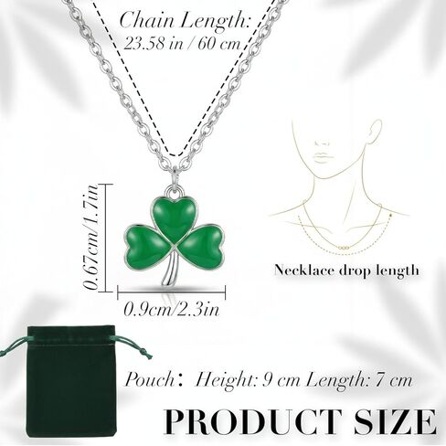 St Patricks Day Necklace,Irish Shamrock Clover Green Necklace for Women St Patricks Day Accessories Handmade Lucky Pendant Three Leaf Necklaces St. Patrick's Day Decorations Holiday Jewelry Gift in Saudi Arabia