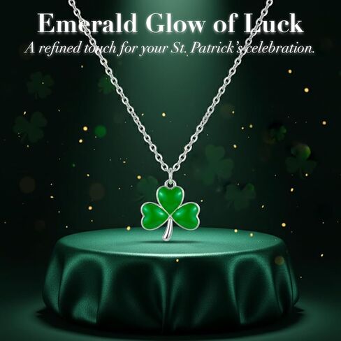 St Patricks Day Necklace,Irish Shamrock Clover Green Necklace for Women St Patricks Day Accessories Handmade Lucky Pendant Three Leaf Necklaces St. Patrick's Day Decorations Holiday Jewelry Gift in Saudi Arabia