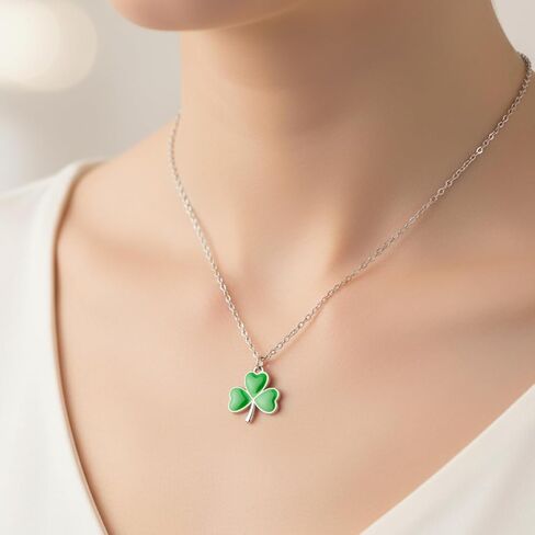 St Patricks Day Necklace,Irish Shamrock Clover Green Necklace for Women St Patricks Day Accessories Handmade Lucky Pendant Three Leaf Necklaces St. Patrick's Day Decorations Holiday Jewelry Gift in Saudi Arabia
