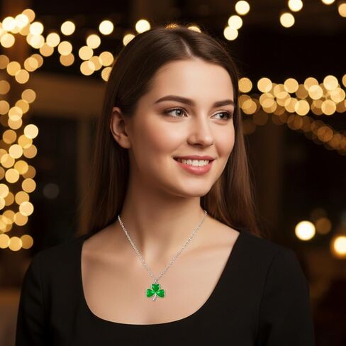 St Patricks Day Necklace,Irish Shamrock Clover Green Necklace for Women St Patricks Day Accessories Handmade Lucky Pendant Three Leaf Necklaces St. Patrick's Day Decorations Holiday Jewelry Gift in Saudi Arabia