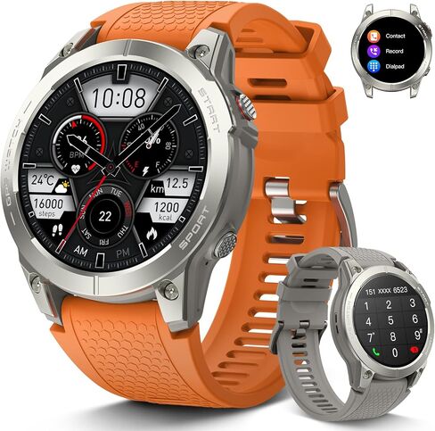 ساعة ذكية للرجال GPS للياقة البدنية: 1.43 بوصة AMOLED Military Make الرد على المكالمات والجري، ساعات رجالية رقمية مقاومة للماء، هاتف Android، iPhone، Samsung، متتبع الخطوات، SpO2، مراقب معدل ضربات القلب in Kuwait
