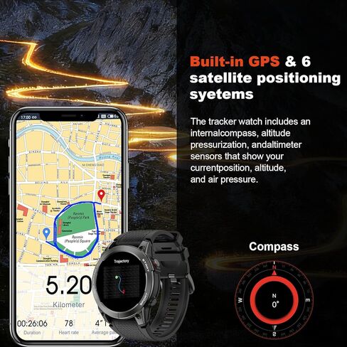 ساعة ذكية للرجال GPS للياقة البدنية: 1.43 بوصة AMOLED Military Make الرد على المكالمات والجري، ساعات رجالية رقمية مقاومة للماء، هاتف Android، iPhone، Samsung، متتبع الخطوات، SpO2، مراقب معدل ضربات القلب in Saudi Arabia