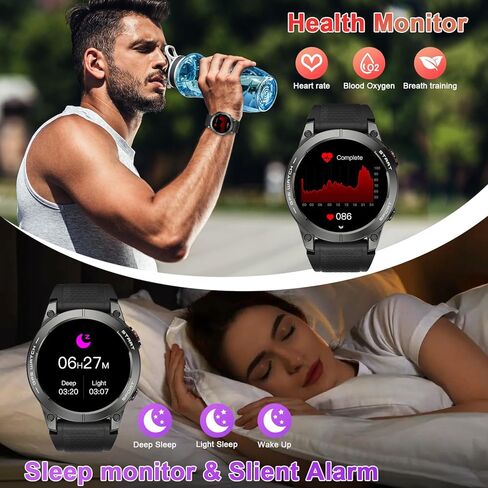 ساعة ذكية للرجال GPS للياقة البدنية: 1.43 بوصة AMOLED Military Make الرد على المكالمات والجري، ساعات رجالية رقمية مقاومة للماء، هاتف Android، iPhone، Samsung، متتبع الخطوات، SpO2، مراقب معدل ضربات القلب in Saudi Arabia