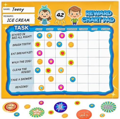 Behavior Reward Chart for Kids at Home, Behavior Chart for Home & School, Magnetic Behavior Chore Chart with 26 Chore Charts for Kids, 2328 Reward Stickers to Motivate Responsibility & Good Habits in Saudi Arabia