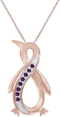 Simulated Birthstone Penguin Infinity Pendant Necklace In 14K Gold Over Sterling Silver, With 18" Chain in Saudi Arabia