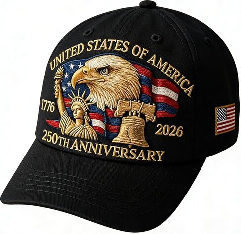 250 Anniversary USA Hat – United States 250th Anniversary Adjustable Patriotic Baseball Cap, Commemorative American Heritage in Kuwait