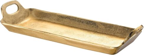 Large Brass Gold Decorative Tray with Handles, 24" Metal Serving Platter Coffee Table, Console, Vanity Display | Contemporary Cast Aluminum Organizer for Keys, Jewelry, Candles, Home Decor Centerpiece in Saudi Arabia