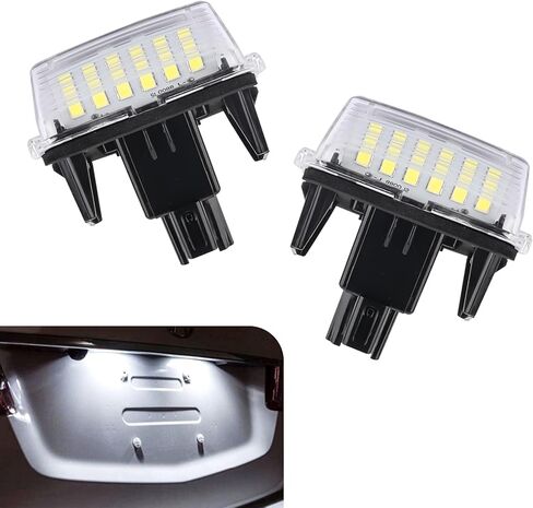 قطعتان من مصابيح لوحة ترخيص السيارة LED، 18-SMD لمبة عالية السطوع غير وامضة، مجموعة الإضاءة OEM # 8127006030 812700D120، متوافقة مع Camry Yarisl Prius C Avalon Highlander (أبيض) in Saudi Arabia