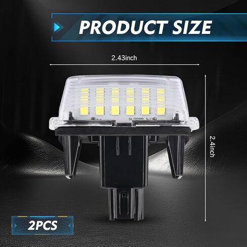 قطعتان من مصابيح لوحة ترخيص السيارة LED، 18-SMD لمبة عالية السطوع غير وامضة، مجموعة الإضاءة OEM # 8127006030 812700D120، متوافقة مع Camry Yarisl Prius C Avalon Highlander (أبيض) in Saudi Arabia