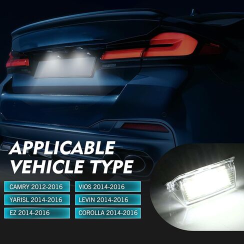 قطعتان من مصابيح لوحة ترخيص السيارة LED، 18-SMD لمبة عالية السطوع غير وامضة، مجموعة الإضاءة OEM # 8127006030 812700D120، متوافقة مع Camry Yarisl Prius C Avalon Highlander (أبيض) in Saudi Arabia