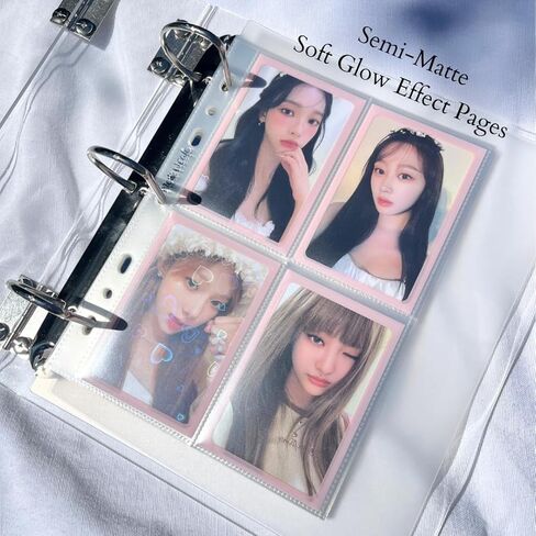 سلسلة Soft Glow K-Keep A5 رفيعة ذات 5 جيوب وأكمام مزدوجة ملائمة تمامًا (63 × 93 مم) 7 فتحات صفحات تجليد بطاقات الصور الفوتوغرافية Kpop المتميزة، بسُمك 100 ميكرون (40 صفحة) in Kuwait