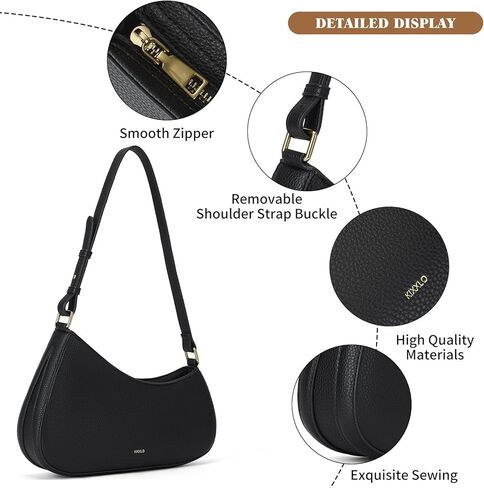 Shoulder Bag for Women, Small Cute Purse Leather Handbag, Trendy Crescent Clutch with Zipper Little Lightweight Going Out Bag in Saudi Arabia