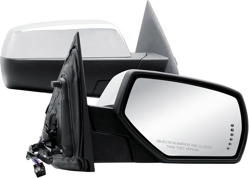 Passenger Right Side Door Mirror Power and Heated Glass with Turn Signal Arrow with Menory and Chrome Back Cover Power Folding for 2014-2019 Chevrolet Silverado GMC Sierra 1500 2500 3500 in Saudi Arabia