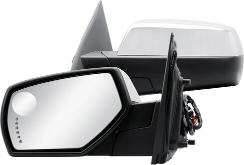 Passenger Right Side Door Mirror Power and Heated Glass with Turn Signal Arrow with Menory and Chrome Back Cover Power Folding for 2014-2019 Chevrolet Silverado GMC Sierra 1500 2500 3500 in Saudi Arabia