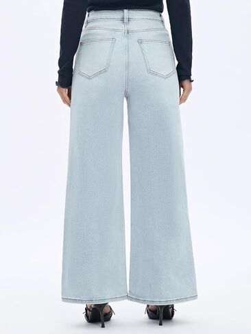BlueMoment High Waisted Wide Leg Jeans for Women Stretchy Baggy Jean Trendy BBL Jeans Raw Hem Loose Denim Pants in Saudi Arabia