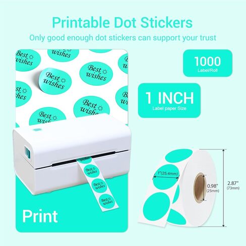 1 Inch Circle Dot Stickers 1000 PCS Color Coding Thermal Labels Dots Writable Printable Small Round Stickers for Office, Classroom, Inventory, Garage, Organizing Storage, Watercolor Green in Saudi Arabia