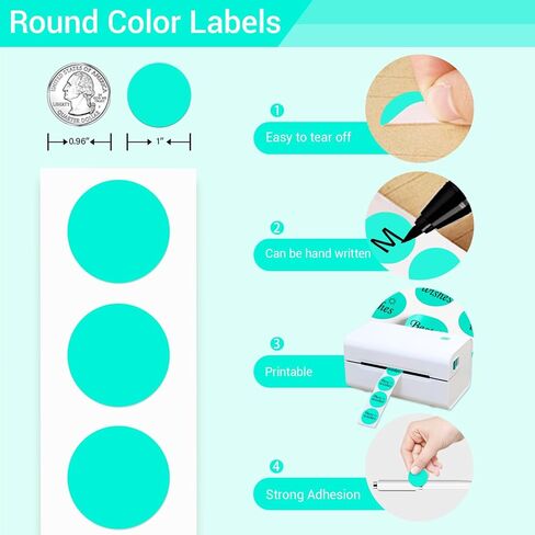 1 Inch Circle Dot Stickers 1000 PCS Color Coding Thermal Labels Dots Writable Printable Small Round Stickers for Office, Classroom, Inventory, Garage, Organizing Storage, Watercolor Green in Saudi Arabia
