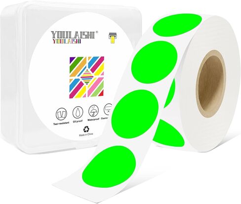 1 Inch Circle Dot Stickers 1000 PCS Color Coding Thermal Labels Dots Writable Printable Small Round Stickers for Office, Classroom, Inventory, Garage, Organizing Storage, Watercolor Green in Saudi Arabia