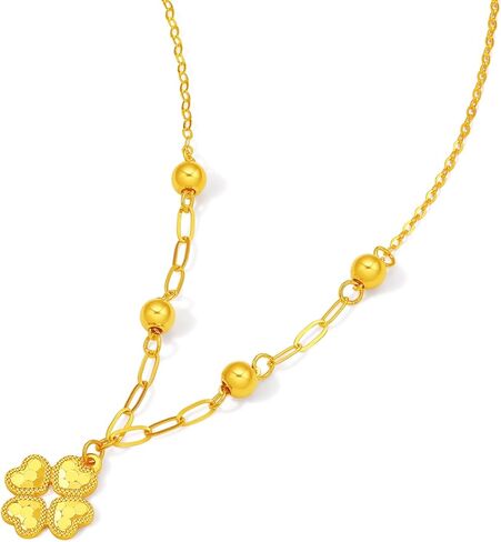 18K Gold Necklaces Four Leaf Heart Lucky Clover Pendant Diamond Cut Pendants Adjustable Chain Necklace Jewelry for Women Mom Daughter Lover Birthday Anniversary 15.7-17.7"(40+5CM) C0616327 in Saudi Arabia