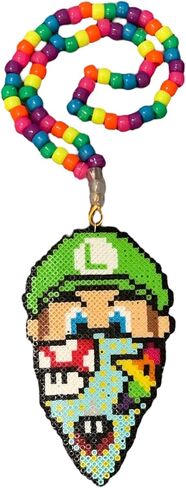 Luigi Mini Kandi Necklace with Mini Perler Beads for Festival Party Rave Event in Kuwait