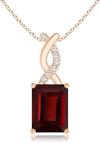 Angara Natural Garnet Pendant for Women | Garnet Pendant with Diamond Entwined Bale in 14K Solid Gold/Platinum With 18" Chain | January Birthday, Anniversary, Gemstone Jewelry Gift in Saudi Arabia