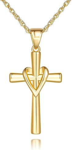 Cross Necklace for Women 14K Gold Cross Necklaces for Women Gold Crosses Chain Pendant Necklaces for Womens Heart Fusion Design Womens Crosses Necklace in Saudi Arabia