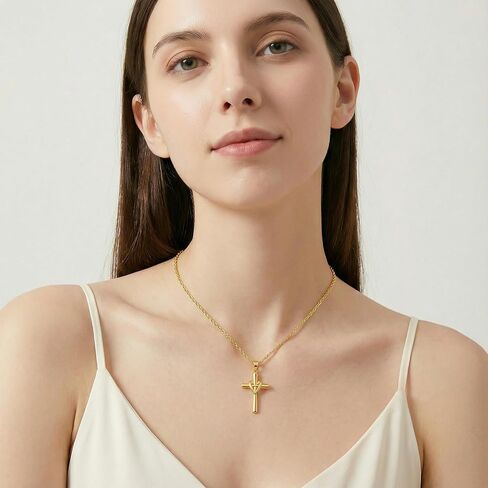Cross Necklace for Women 14K Gold Cross Necklaces for Women Gold Crosses Chain Pendant Necklaces for Womens Heart Fusion Design Womens Crosses Necklace in Saudi Arabia