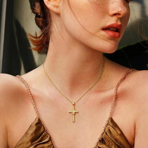 Cross Necklace for Women 14K Gold Cross Necklaces for Women Gold Crosses Chain Pendant Necklaces for Womens Heart Fusion Design Womens Crosses Necklace in Saudi Arabia