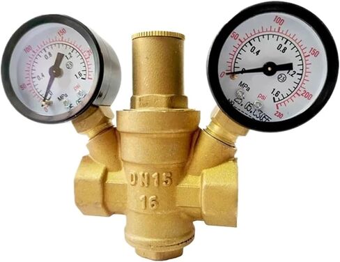 Two Gauge Adjustable Water Reducing Valve Female Thread Brass Pressure Gauge Regulator Valves(1") in Saudi Arabia