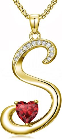 القلائد الأولية من الذهب عيار 18 قيراط للنساء، قلادة على شكل حروف أبجدية بسيطة مع جوهرة الميلاد، مجوهرات اسم الكريستال، عيد الميلاد، عيد الحب، هدايا عيد ميلاد للنساء صديقتها in Kuwait