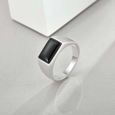 STARCHENIE Black Onyx Ring for Men Genuine Solid 925 Sterling Silver Men's Rings High Polish Size 7-12 in Saudi Arabia