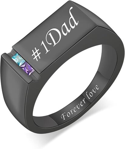 خواتم اسم منقوشة للرجال مخصصة للأب 1-8 جوهرة الميلاد خاتم الأب المخصص خاتم الأسرة هدية عيد الأب هدية للزوج الجد عيد ميلاد عيد الميلاد الذكرى السنوية in Kuwait