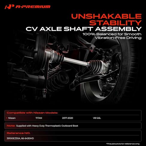 A-Premium Pair (2) Front CV Axle Shaft Assembly Compatible with Nissan Titan 2017-2020 V8 5.6L, Driver and Passenger Side, Replace# 39100EZ30A in Kuwait
