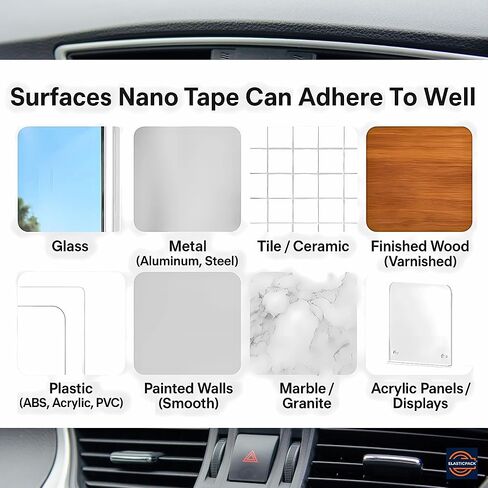 شريط مزدوج الجوانب شديد التحمل، شريط تثبيت شفاف بعرض إضافي 2 × 16 بوصة - شريط حائط قوي وقابل للإزالة للتعليق والسجاد والحرف اليدوية والديكور - قابل للغسل، نانو مقاوم للحرارة، 3 بوصات أساسية in Kuwait