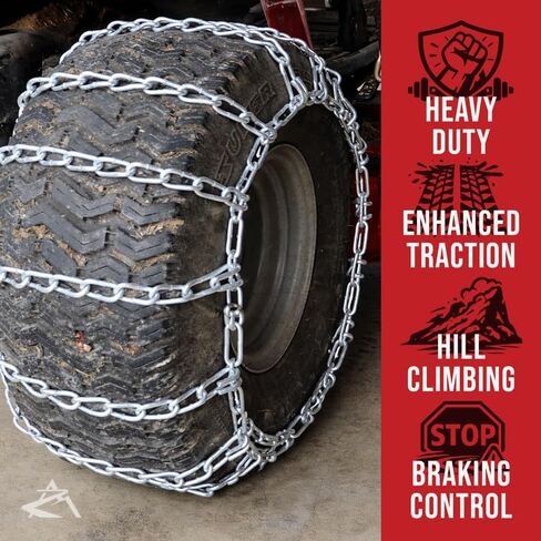 The ROP Shop Pair of 2 Link Tire Chains 20x9x8 for John Deere Lawn Mower & Garden Tractor in Saudi Arabia