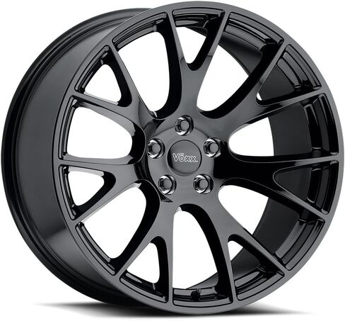 عجلة Voxx Replica HELLCAT المخصصة - 20x9، 20 إزاحة، نمط مسمار 5x114.3، محور 71.6 ملم - حافة سوداء لامعة in Kuwait