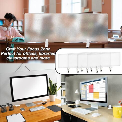 Tatuo 4 Pcs Acrylic Desk Privacy Panel 47.2''l x 15.8w'' Noise and Visual Distractions Acoustic Desk Dividers Partition with Adjustable Universal Base for Offices Schools Reception Area Call Centers in Saudi Arabia