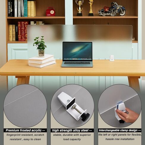 Tatuo 4 Pcs Acrylic Desk Privacy Panel 47.2''l x 15.8w'' Noise and Visual Distractions Acoustic Desk Dividers Partition with Adjustable Universal Base for Offices Schools Reception Area Call Centers in Saudi Arabia