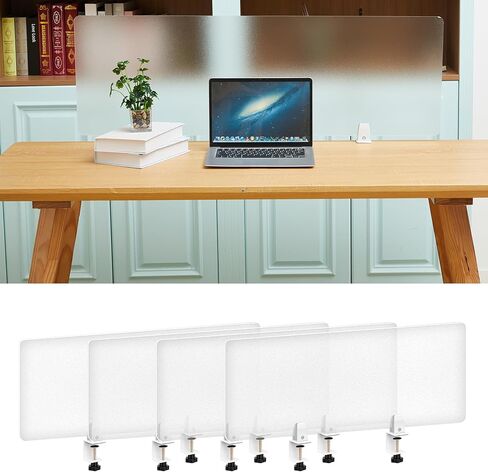 Tatuo 4 Pcs Acrylic Desk Privacy Panel 47.2''l x 15.8w'' Noise and Visual Distractions Acoustic Desk Dividers Partition with Adjustable Universal Base for Offices Schools Reception Area Call Centers in Saudi Arabia